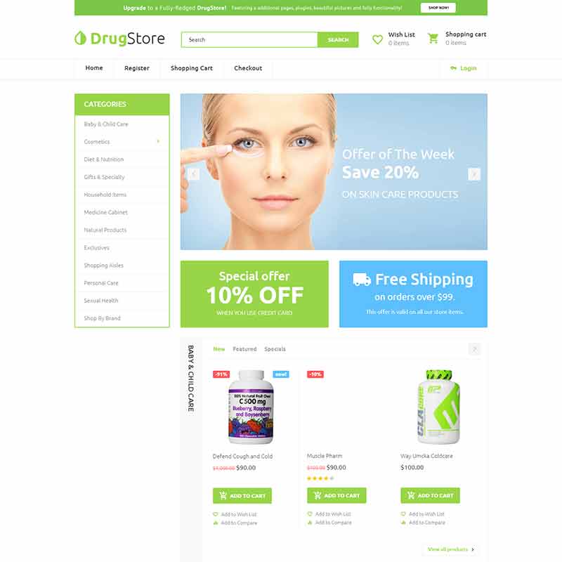 Drug Store - Drug Store Multipage Clean OpenCart Template