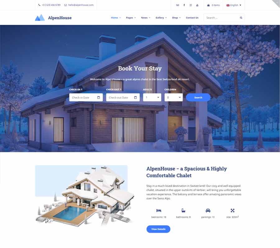 Alpen House - Vacation Rental WordPress Theme