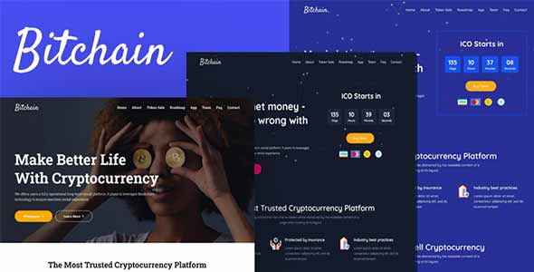 Bitchain – Bitcoin & Cryptocurrency ICO Landing Page