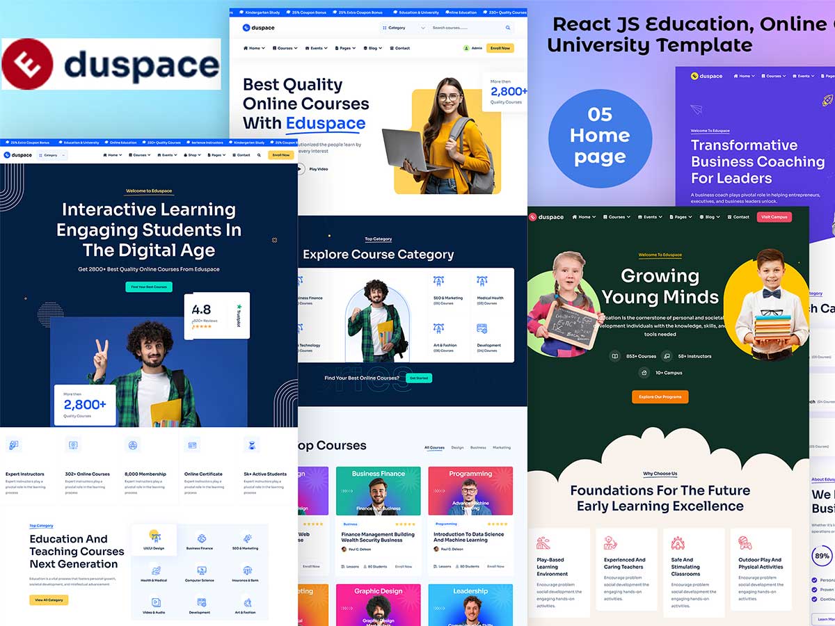 Eduspace – Online Course, Education, University React JS Template
